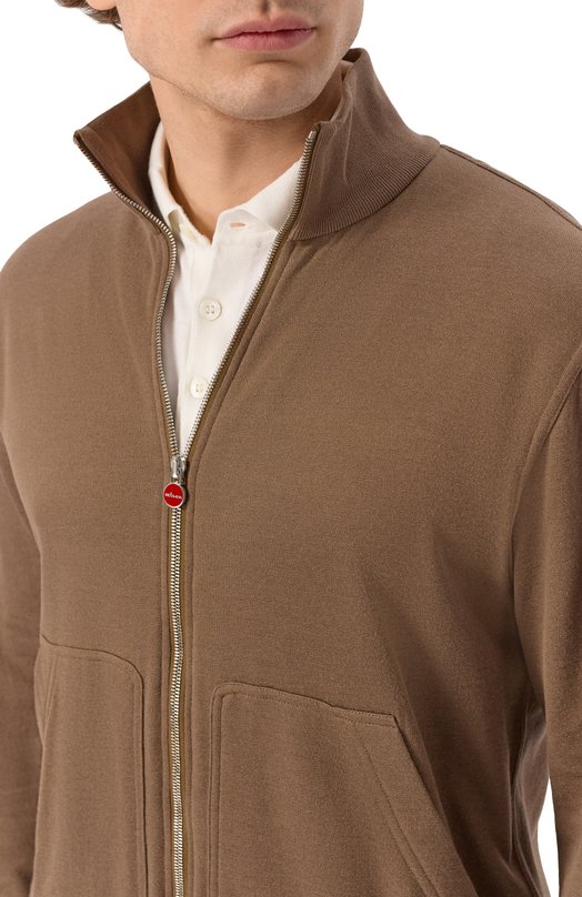 Толстовка из хлопка и шелка Kiton UMK0888 Коричневый  UMK0888 Фото 5