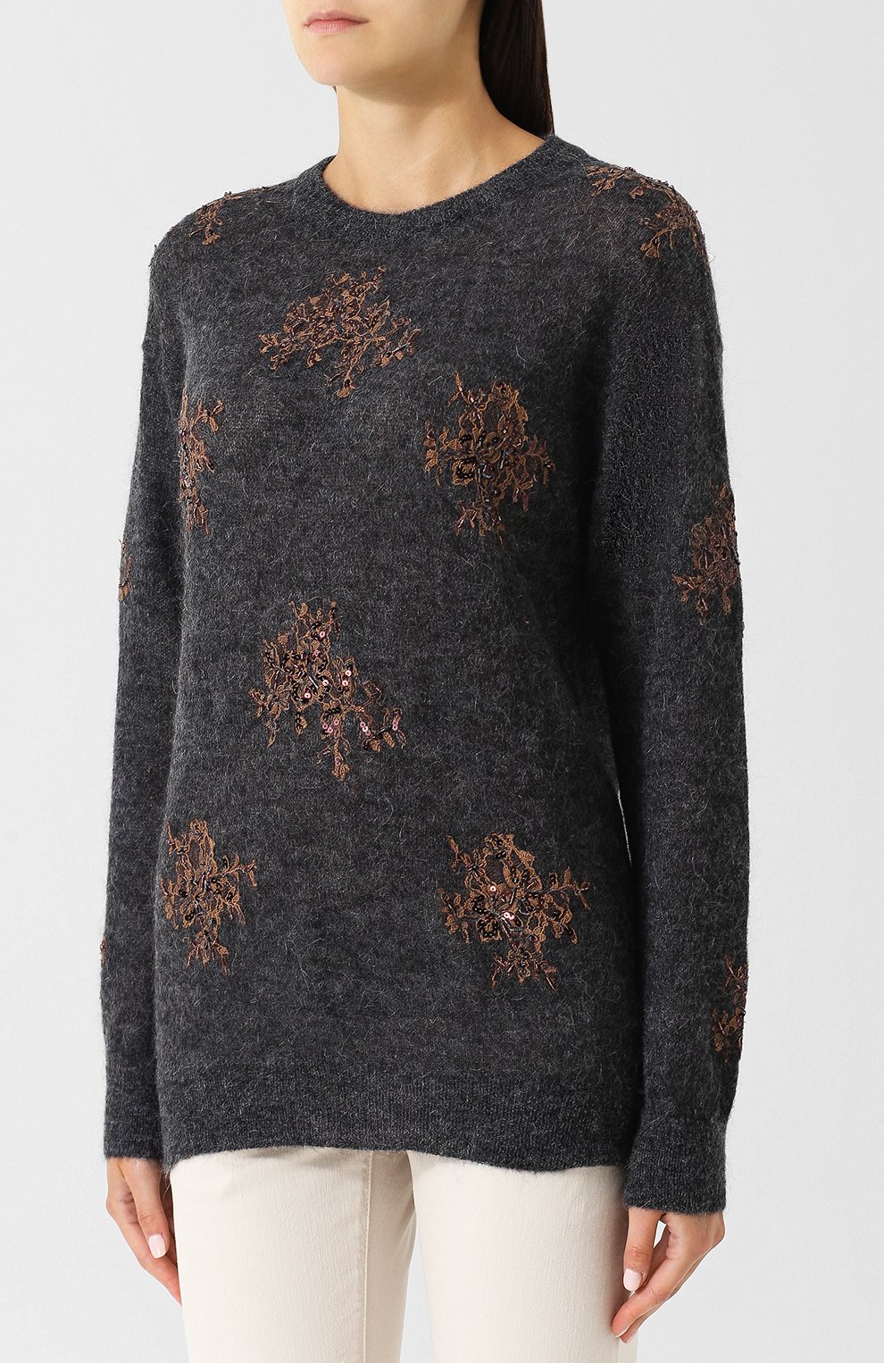 Вязаный пуловер с декоративной отделкой BRUNELLO CUCINELLI, арт. M1V769600, фото 3