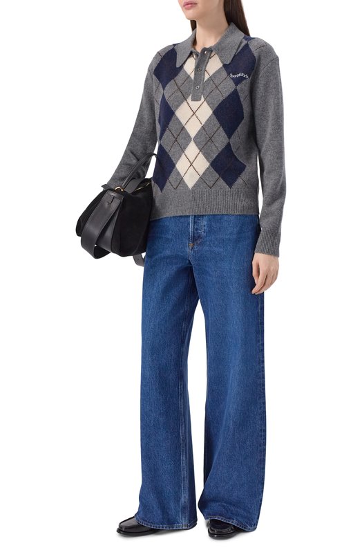 Поло из кашемира и шерсти Sporty and Rich WS07462300GY16 Серый  WS07462300GY16 Фото 2