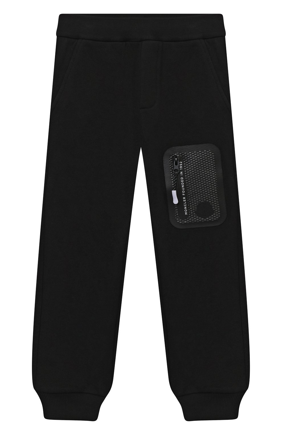 Хлопковые джоггеры MONCLER черного цвета по цене 25100 руб., арт. G2-954-8H758-20-809B3/4-6A, фото 1 Хлопковые джоггеры MONCLER, арт. G2-954-8H758-20-809B3/4-6A, фото 1
