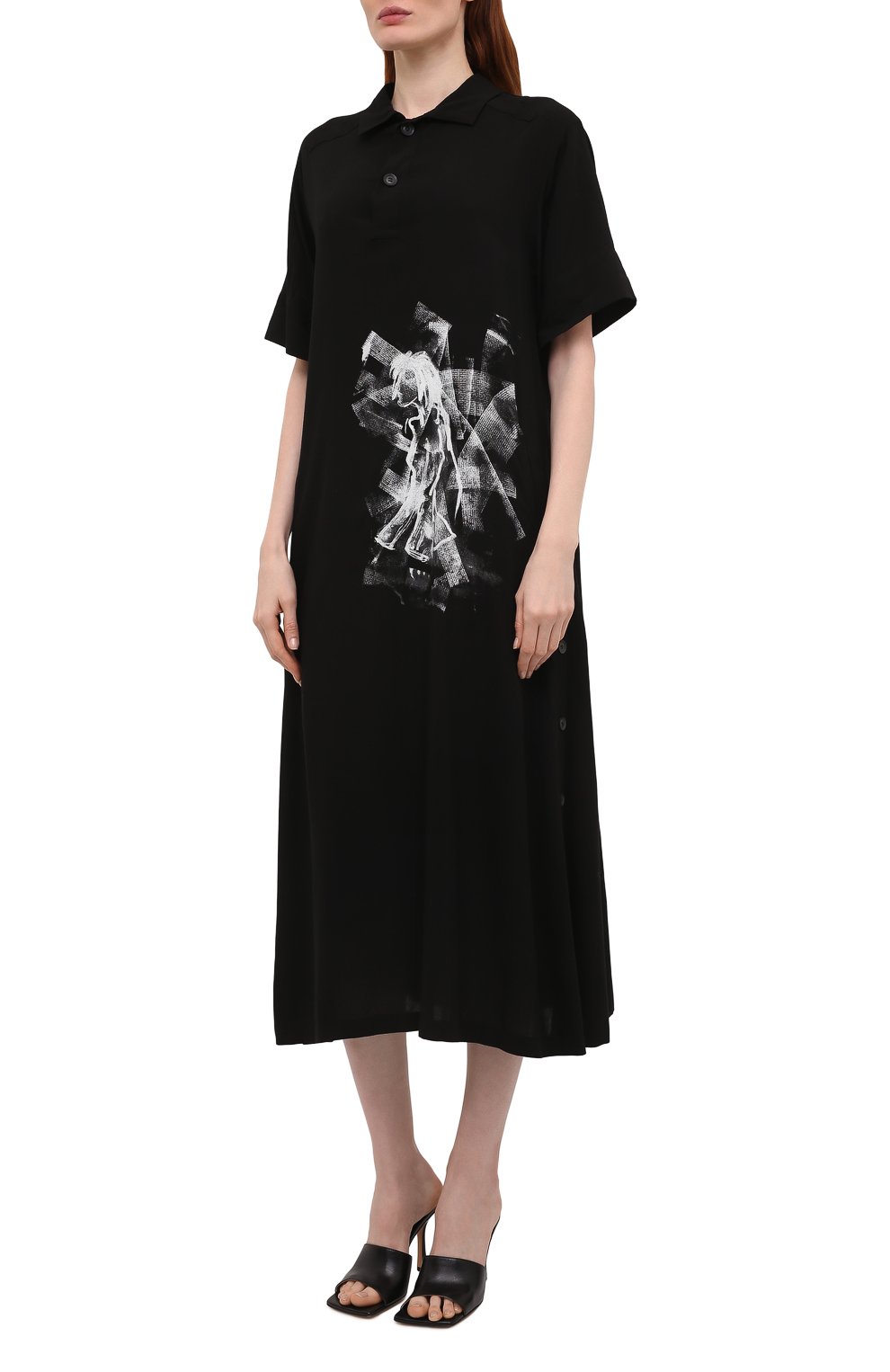 Платье из вискозы YOHJI YAMAMOTO черного цвета по цене 147500 руб., арт. ND-D07-201, фото 3 Платье из вискозы YOHJI YAMAMOTO, арт. ND-D07-201, фото 3