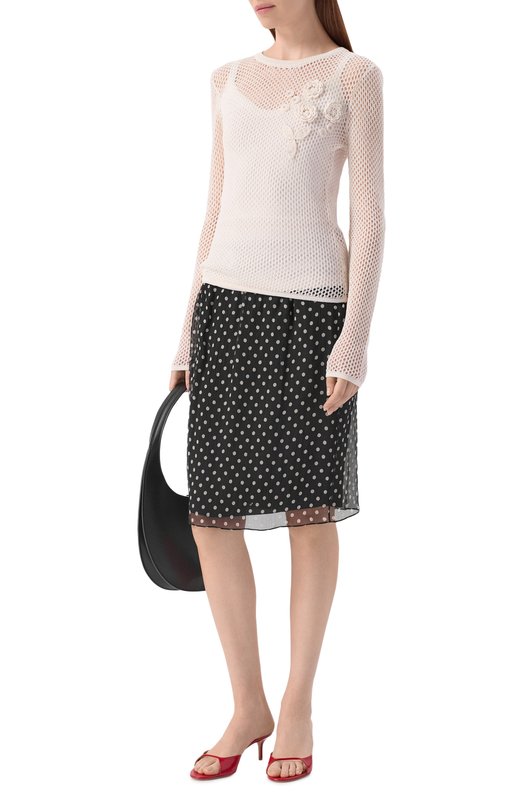 Хлопковый пуловер Ganni A1070231 Бежевый  A1070231 Фото 2