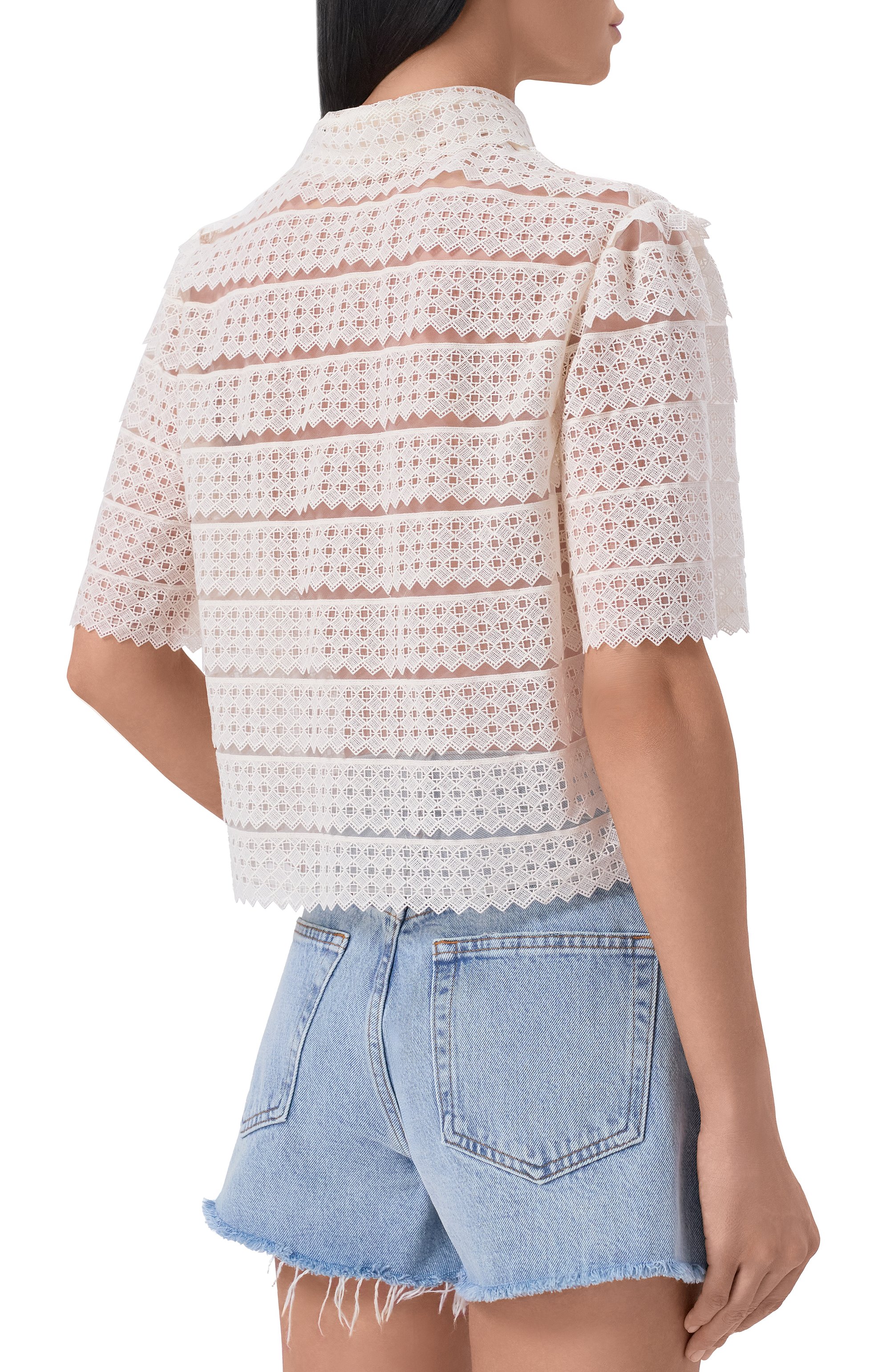 Рубашка FRAME DENIM кремового цвета по цене 75300 руб., арт. WS26WBL021/THE LATTICE CR0CHET BL0USE, фото 4 Рубашка FRAME DENIM, арт. WS26WBL021/THE LATTICE CR0CHET BL0USE, фото 4