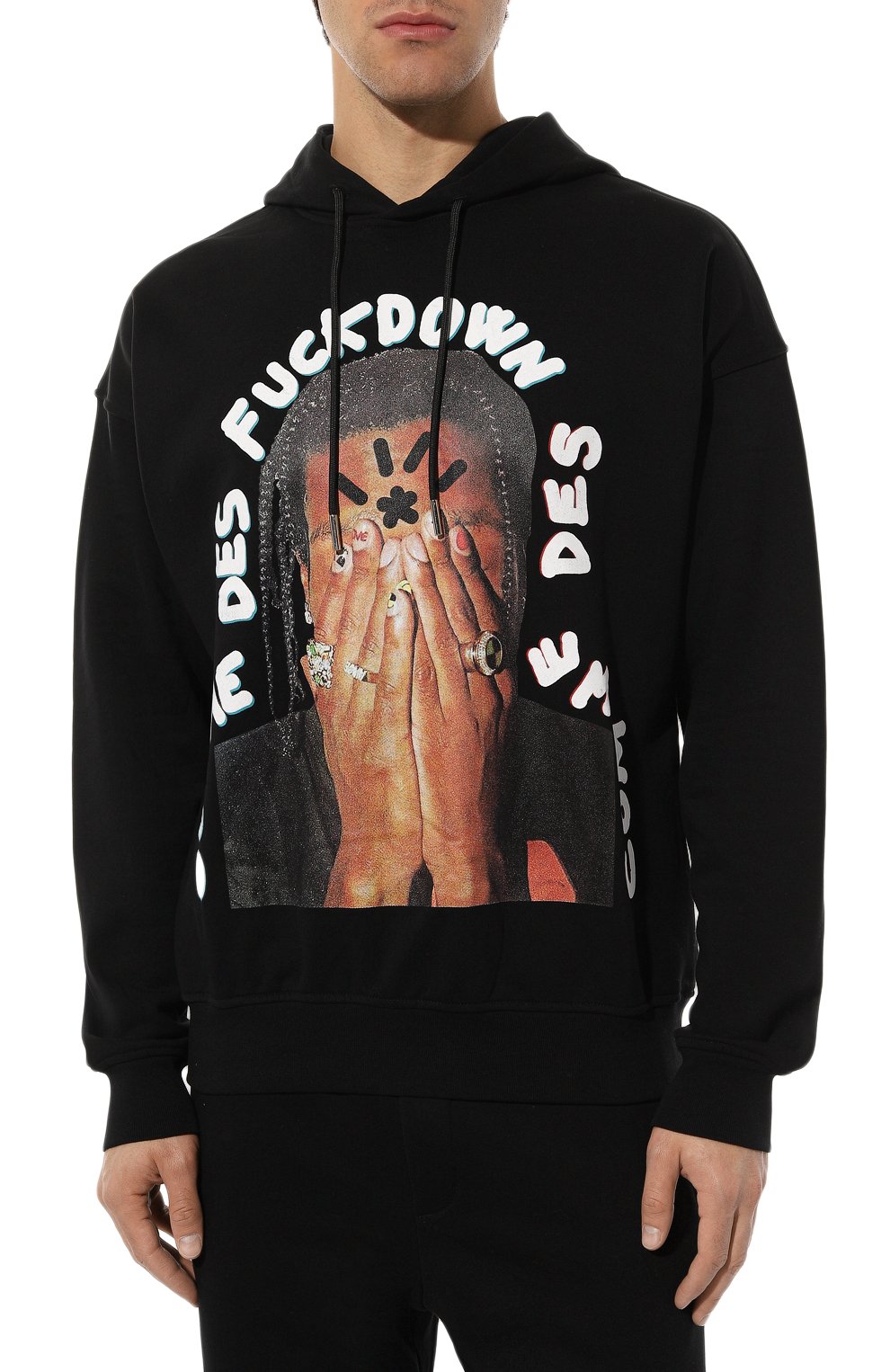 Хлопковое худи COMME DES FUCKDOWN черного цвета по цене 18150 руб., арт. CDFU2534, фото 3 Хлопковое худи COMME DES FUCKDOWN, арт. CDFU2534, фото 3