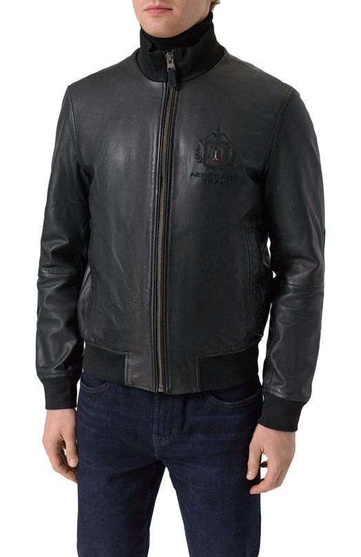 Кожаный бомбер Aeronautica Militare 251PN5043PL199 Чёрный  251PN5043PL199 Фото 3