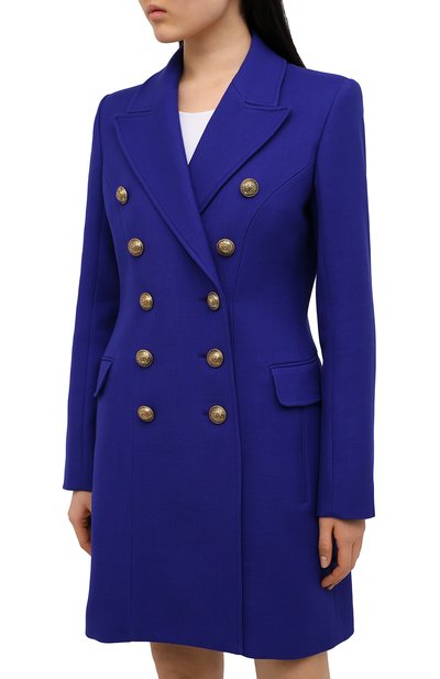 Шерстяное пальто BALMAIN синего цвета по цене 298000 руб., арт. UF19572/W072, фото 3 Шерстяное пальто BALMAIN, арт. UF19572/W072, фото 3