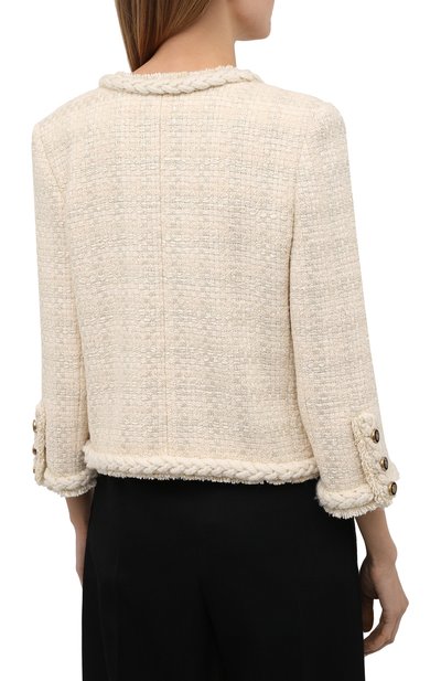 Шерстяной жакет SAINT LAURENT кремового цвета по цене 521500 руб., арт. 645976/Y5C78, фото 4 Шерстяной жакет SAINT LAURENT, арт. 645976/Y5C78, фото 4