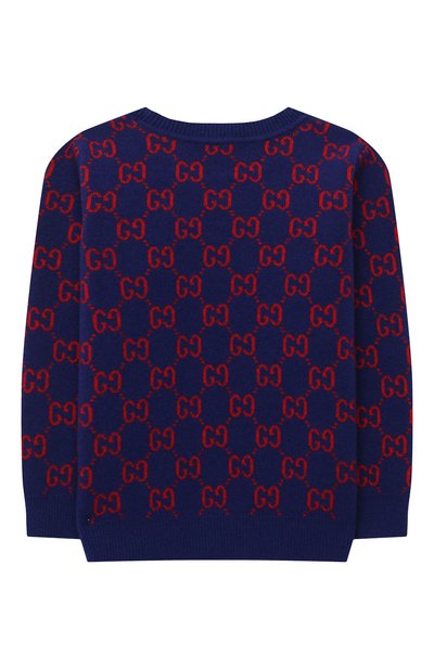 Шерстяной пуловер GUCCI темно-синего цвета по цене 42900 руб., арт. 615384/XKBD7, фото 2 Шерстяной пуловер GUCCI, арт. 615384/XKBD7, фото 2