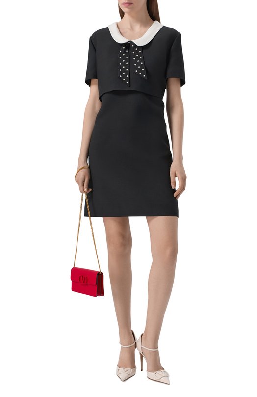 Платье из шерсти и шелка Valentino 8B3VAHZ1/1CF Чёрный  8B3VAHZ1/1CF Фото 2