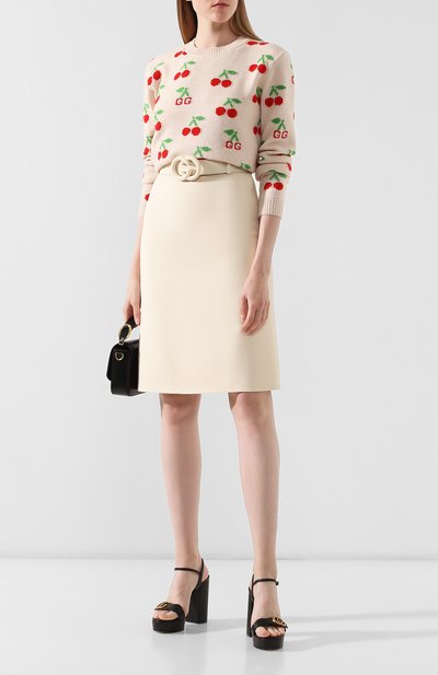 Юбка из смеси шерсти и шелка GUCCI бежевого цвета по цене 172800 руб., арт. 577793/Z8ADY, фото 2 Юбка из смеси шерсти и шелка GUCCI, арт. 577793/Z8ADY, фото 2