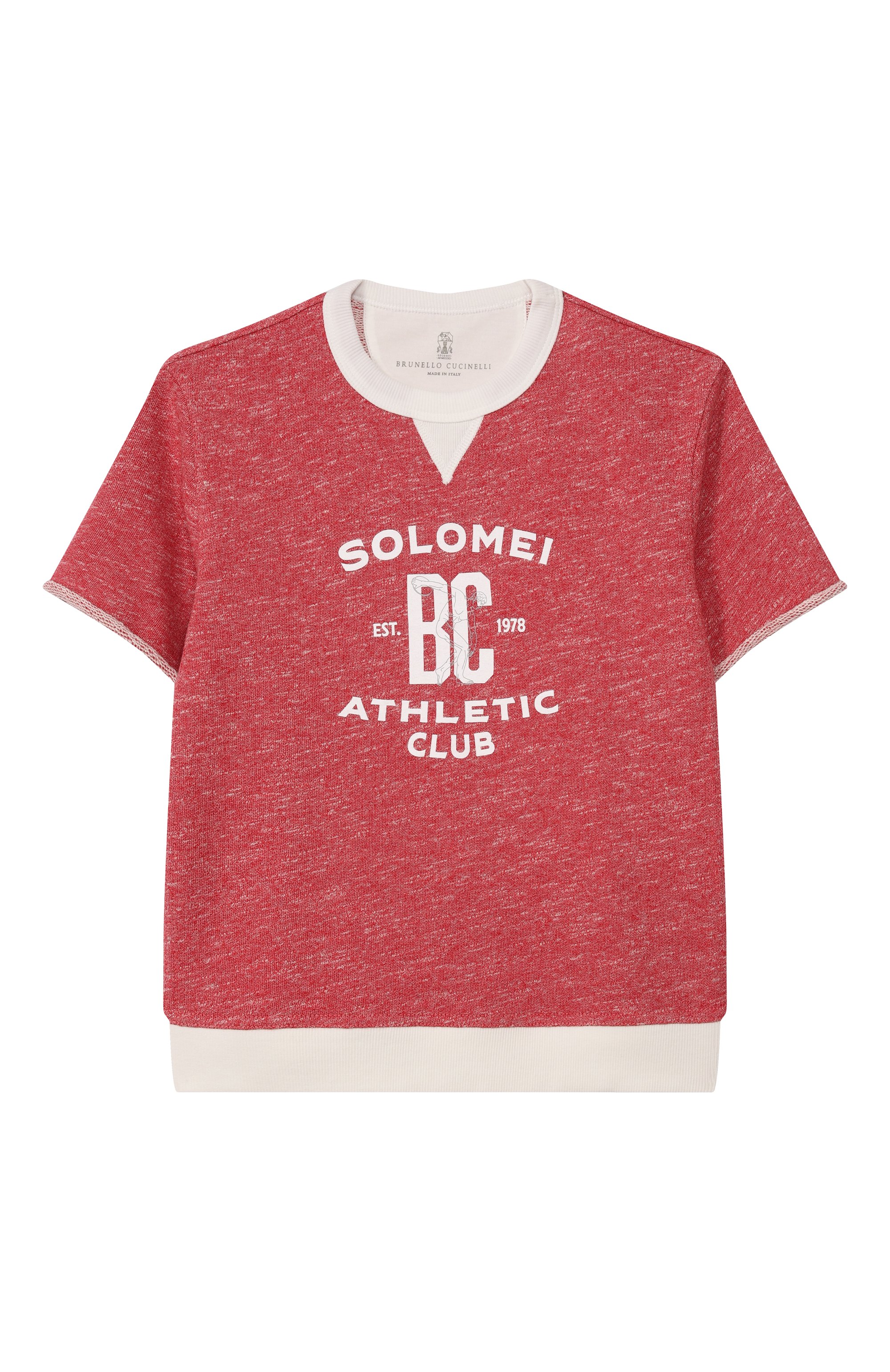 Свитшот из хлопка и льна BRUNELLO CUCINELLI красного цвета по цене 38550 руб., арт. BR831E501B, фото 1 Свитшот из хлопка и льна BRUNELLO CUCINELLI, арт. BR831E501B, фото 1