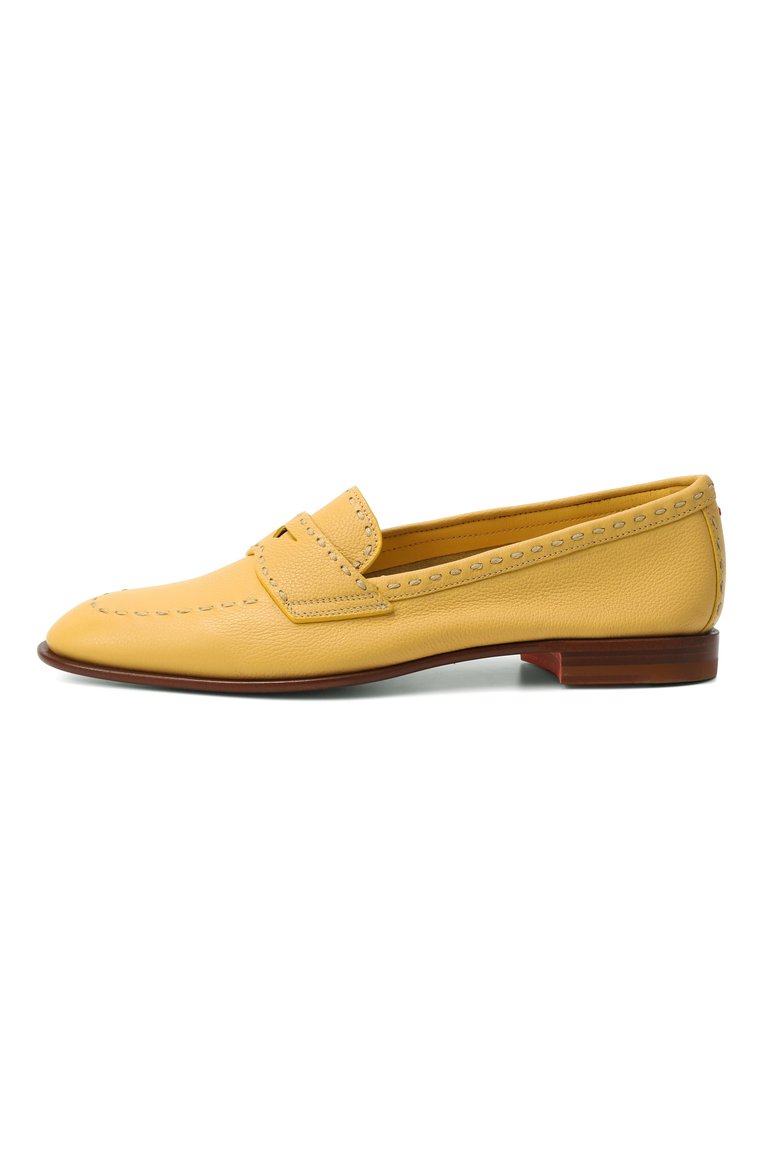 Женские кожаные пенни-лоферы SANTONI желтого цвета, арт. WUSG71437HAFSWKA | Фото 4 (Материал внешний: Натуральная кожа; Подошва: Плоская; Каблук высота: Низкий; Материал внутренний: Натуральная кожа)