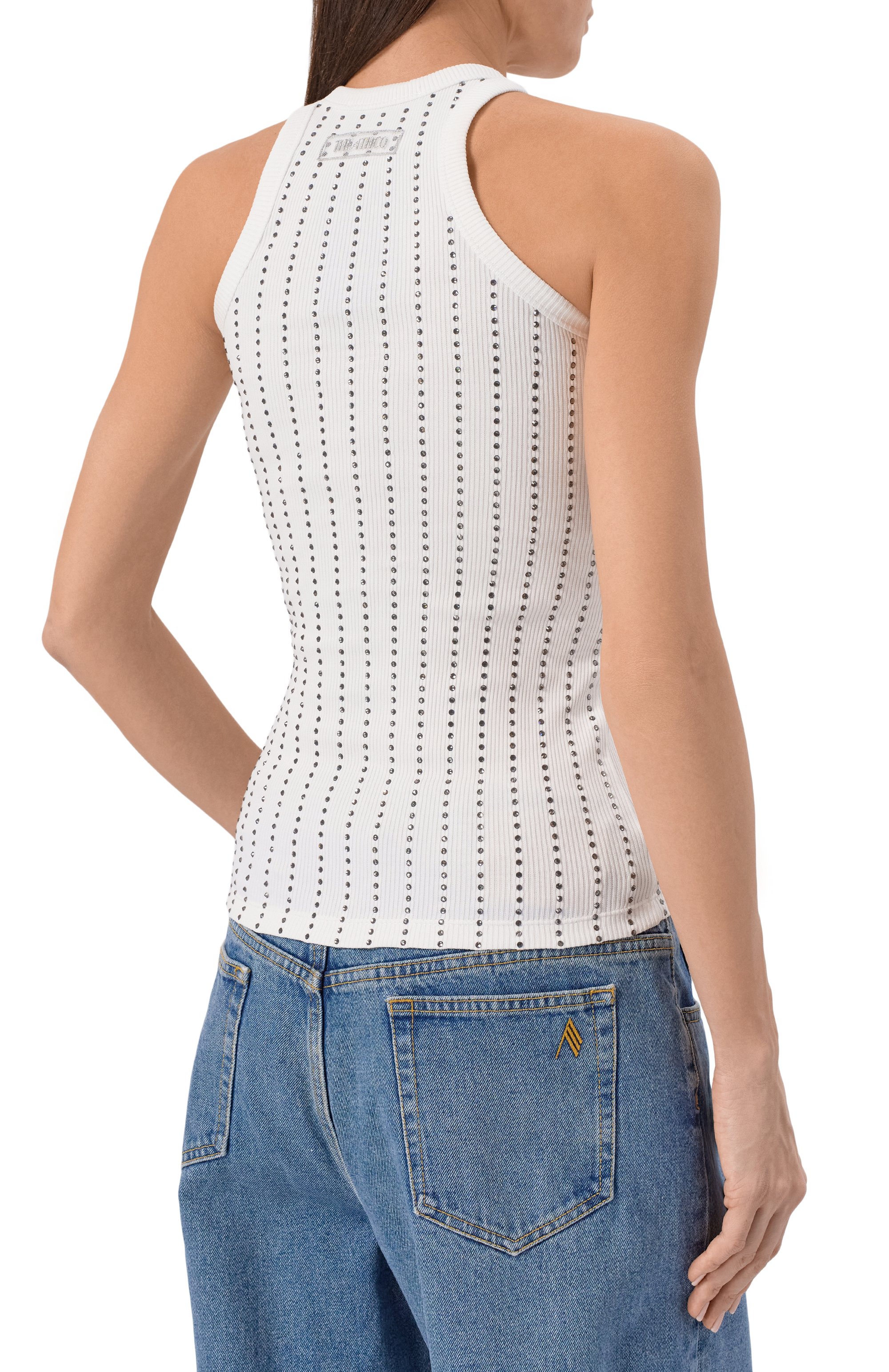 Топ с отделкой стразами THE ATTICO белого цвета по цене 69900 руб., арт. 260WCN00004/JJJ073TR, фото 4 Топ с отделкой стразами THE ATTICO, арт. 260WCN00004/JJJ073TR, фото 4