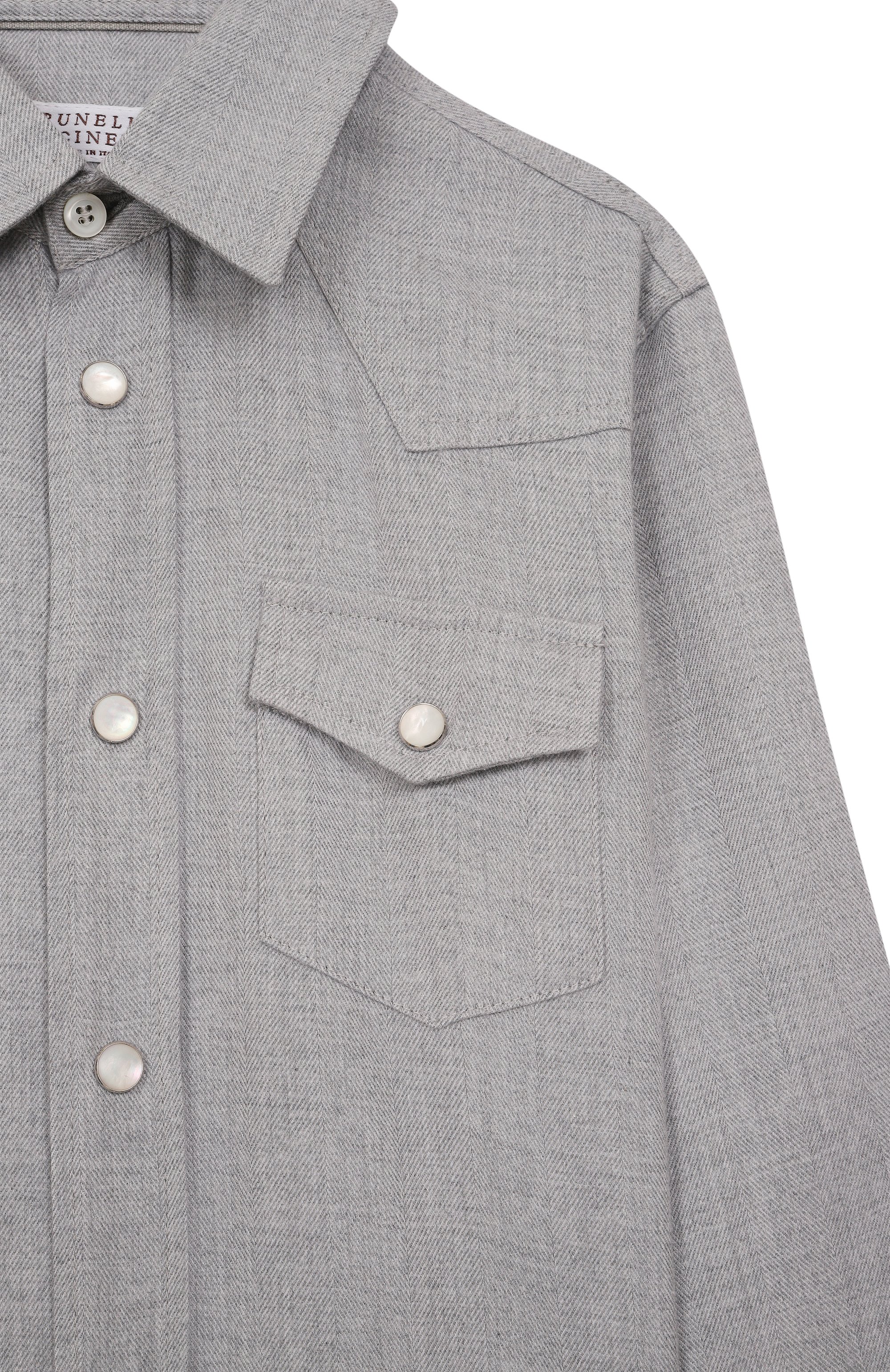 Рубашка из хлопка и лиоцелла BRUNELLO CUCINELLI, арт. BY637C360A, фото 3