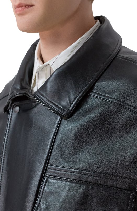 Кожаный бомбер Saint Laurent 840864/YCIJ2 Чёрный  840864/YCIJ2 Фото 5