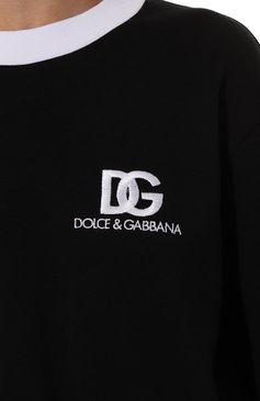 Женский хлопковый свитшот DOLCE & GABBANA черного цвета, арт. F9R51Z/GDB6G | Фото 5 (Рукава: Длинные; Длина (для топов): Стандартные; Материал сплава: Проставлено; Материал внешний: Хлопок; Стили: Спорт-�шик, Кэжуэл; Драгоценные камни: Проставлено; Женское Кросс-КТ: Свитшот-одежда)