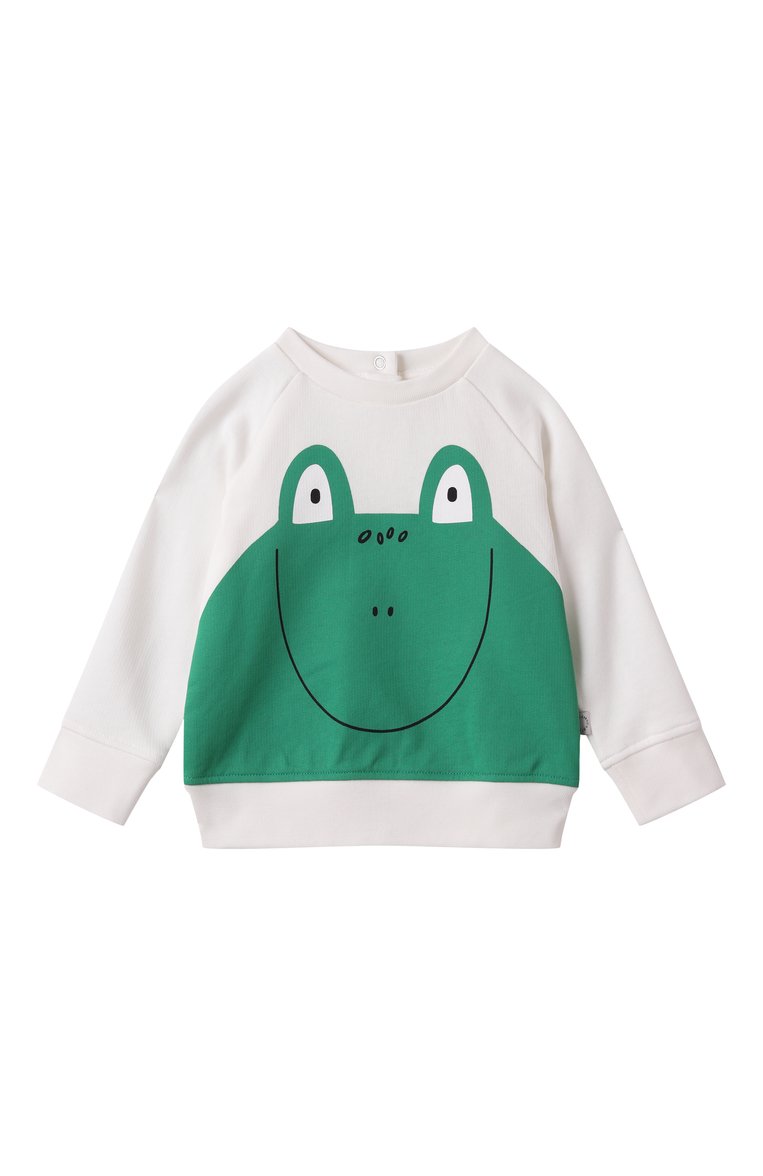Детский хлопковый свитшот STELLA MCCARTNEY молочного цвета, арт. TW4560 | Фото 1 (Материал сплава: Проставлено; Нос: Не проставлено; Кросс-КТ НВ: Свитшоты; Материал внешний: Хлопок; Ростовка одежда: 6 мес | 68 см, 18 мес | 86 см, 9 мес | 74 см, 3 мес | 62 см, 12 мес | 80 см)