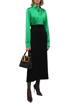 Женская шелковая блузка RALPH LAUREN зеленого цвета, арт. 290864929 | Фото 2 (Рукава: Длинные; Длина (для топов): Удлиненные; Материал внешний: Шелк; Принт: Без принта; Стили: Романтичный; Женское Кросс-КТ: Блуза-одежда; Региональные ограничения белый список (Axapta Mercury): RU; Драгоценные камни: Проставлено; Материал сплава: Проставлено)