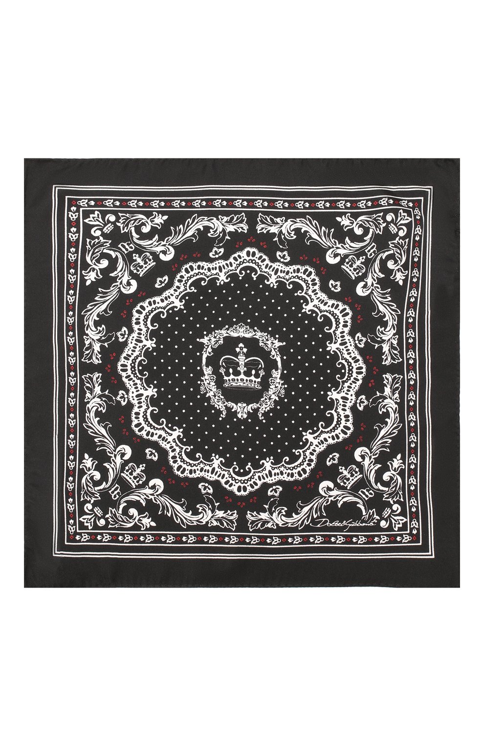 Шелковый платок DOLCE & GABBANA черно-белого цвета по цене 15600 руб., арт. GR412E/G0X56, фото 3 Шелковый платок DOLCE & GABBANA, арт. GR412E/G0X56, фото 3