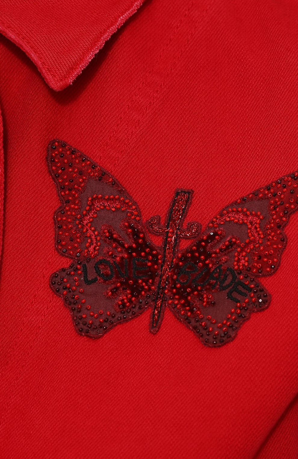 Укороченная джинсовая куртка с отделкой в виде бабочек VALENTINO, арт. PB3DC00R/4SK, фото 5