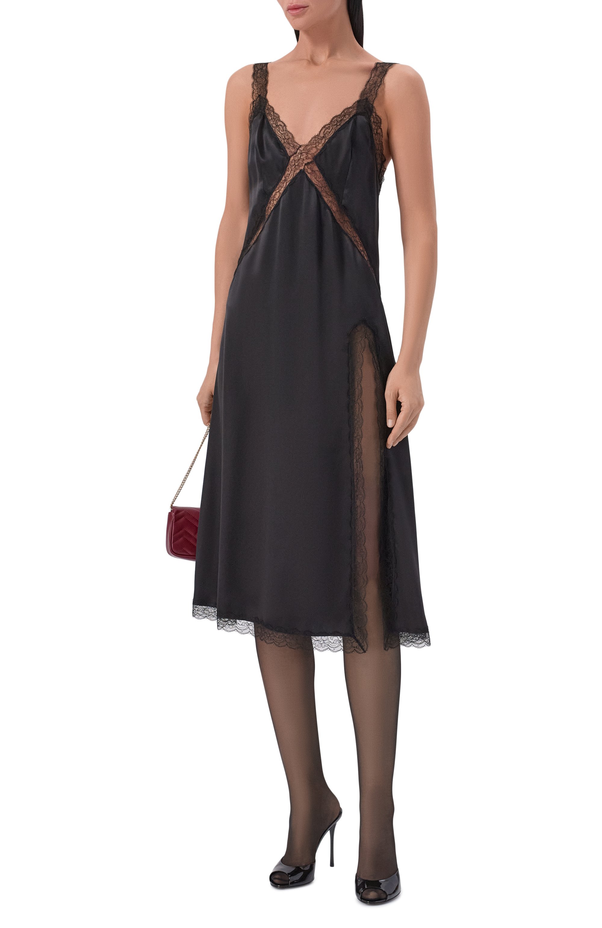 Шелковое платье DOLCE & GABBANA черного цвета по цене 323500 руб., арт. F632HT/FU1AU, фото 2 Шелковое платье DOLCE & GABBANA, арт. F632HT/FU1AU, фото 2
