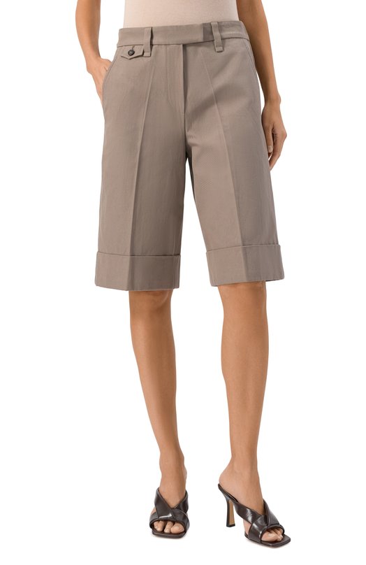 Шорты из хлопка и льна Brunello Cucinelli ML145P8866 Коричневый  ML145P8866 Фото 3