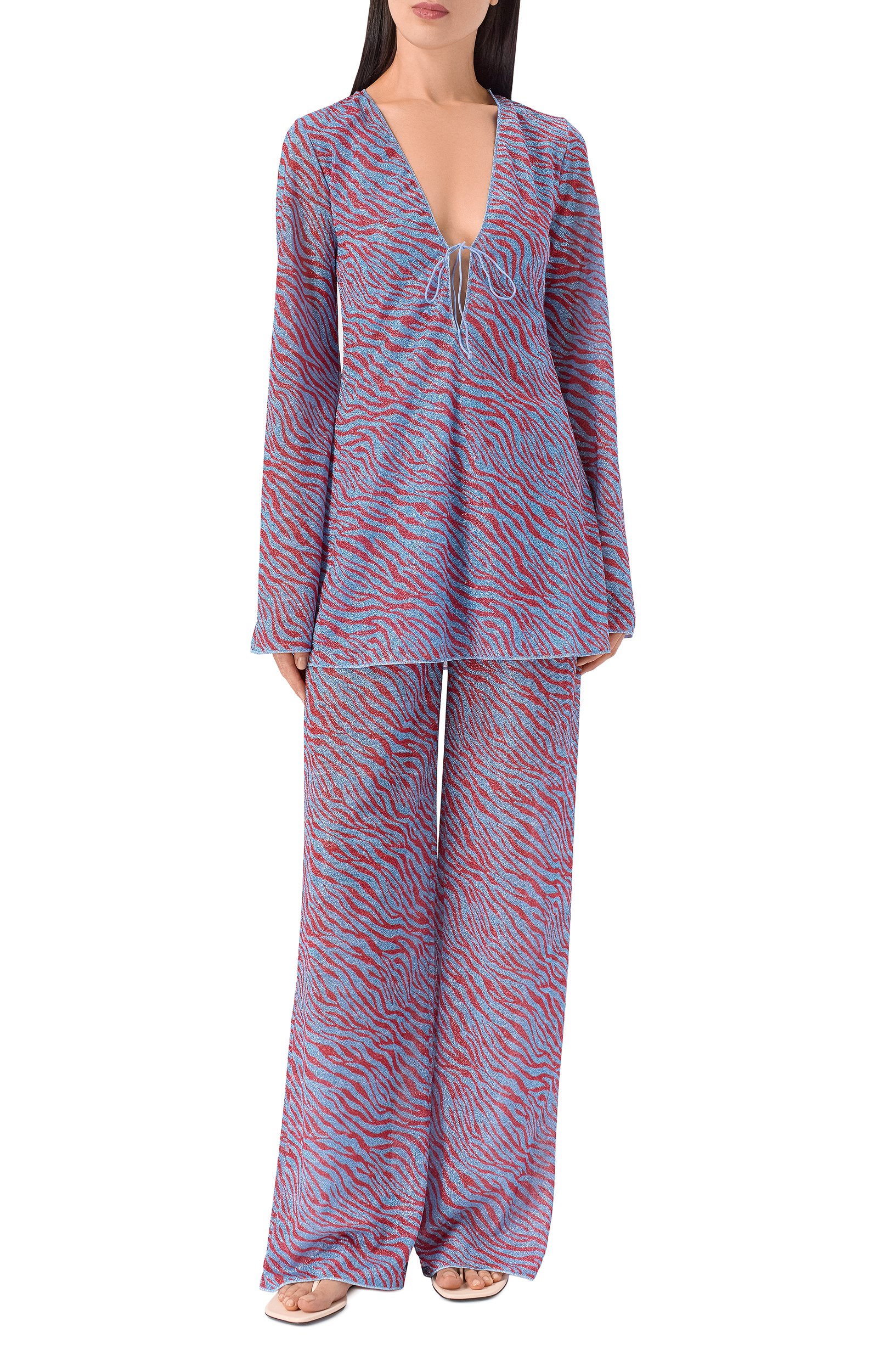 Брюки OSEREE голубого цвета по цене 48650 руб., арт. LPF257/PRINTED LUREX, фото 2 Брюки OSEREE, арт. LPF257/PRINTED LUREX, фото 2