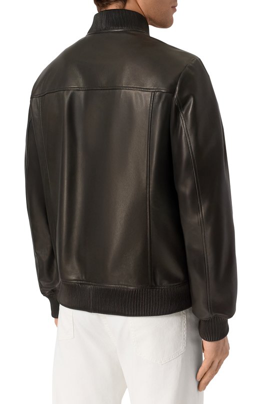 Кожаный бомбер MVST 54202 Чёрный  54202 Фото 4