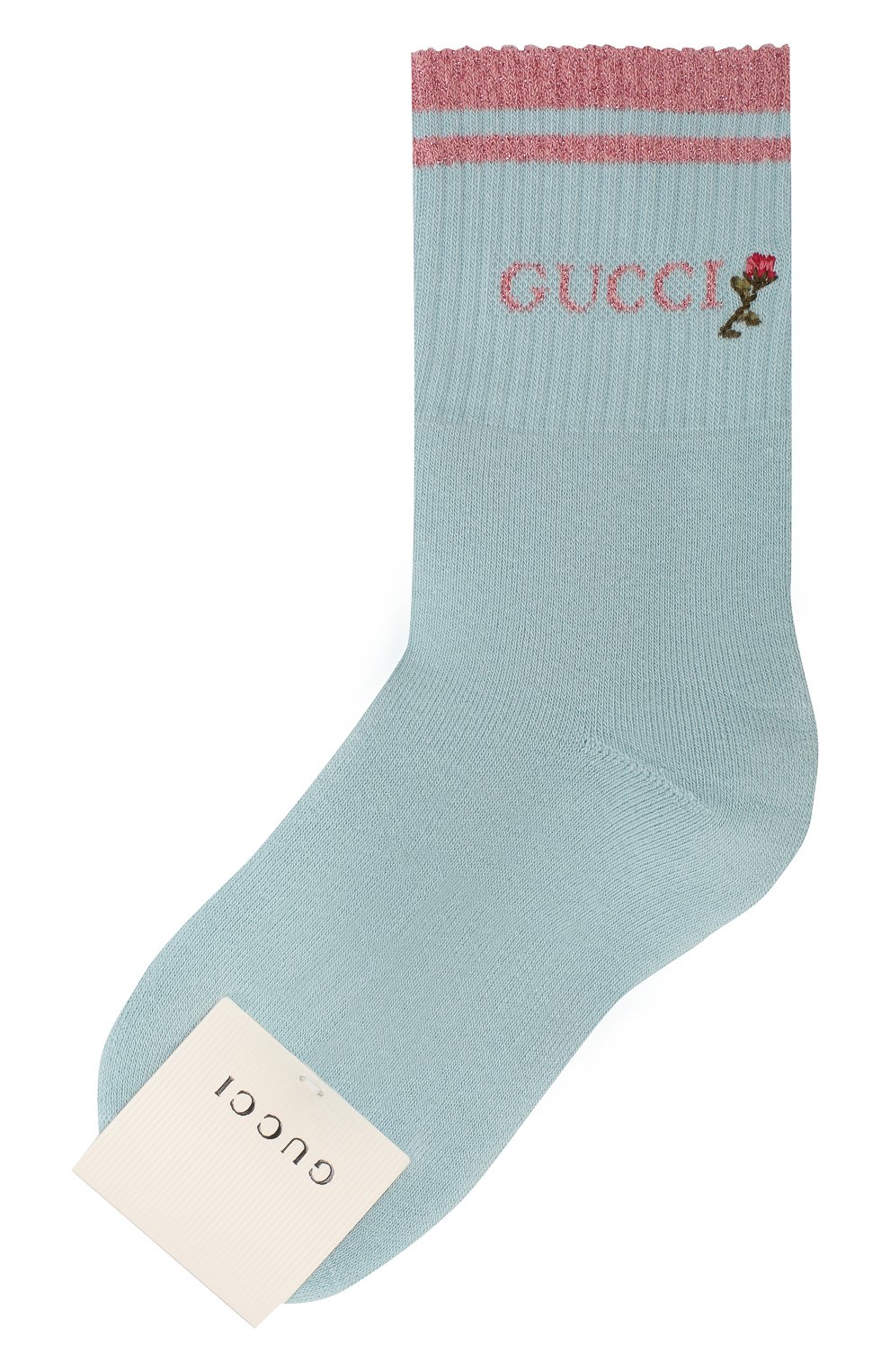 Хлопковые носки GUCCI розового цвета по цене 17280 руб., арт. 579316/3GD70, фото 1 Хлопковые носки GUCCI, арт. 579316/3GD70, фото 1