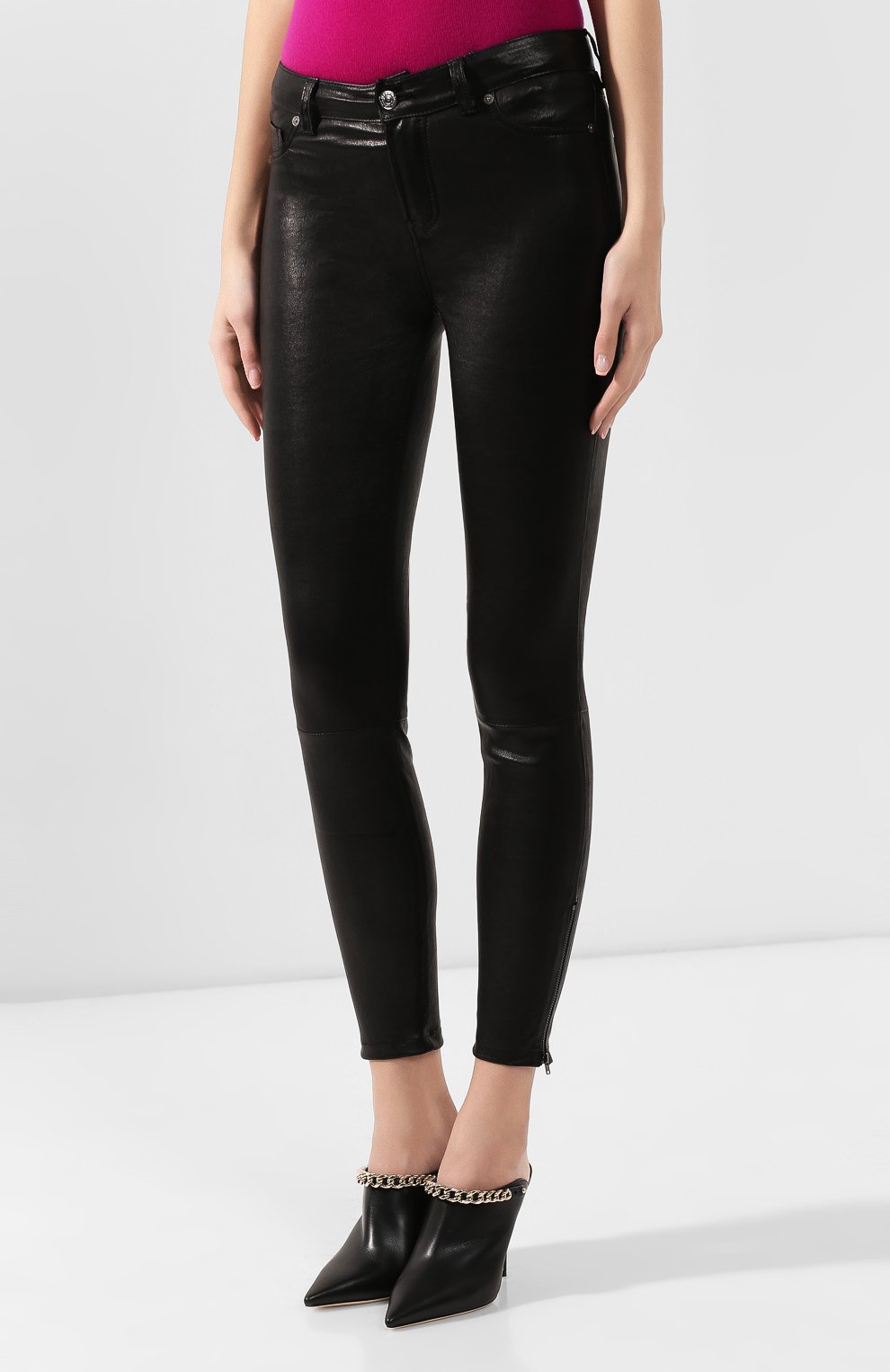 Кожаные брюки 7 FOR ALL MANKIND черного цвета по цене 79000 руб., арт. JSWT9380NJ, фото 3 Кожаные брюки 7 FOR ALL MANKIND, арт. JSWT9380NJ, фото 3