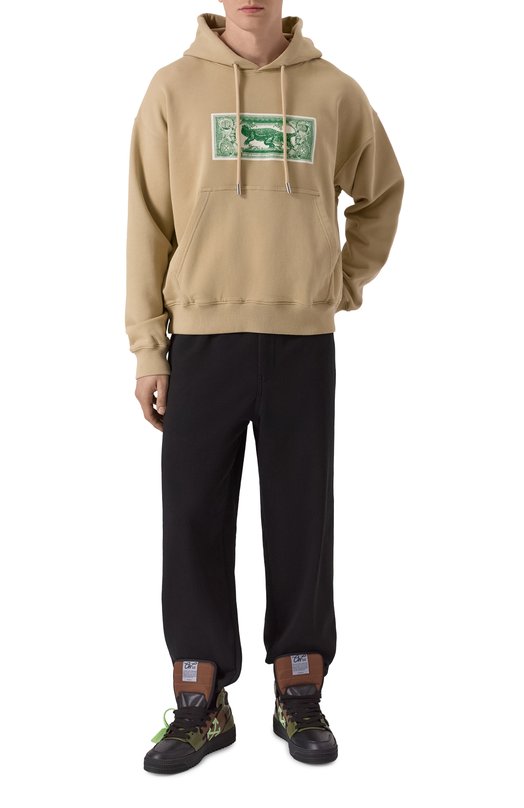 Хлопковое худи Off-White 0MBB085S25FLE00H Бежевый  0MBB085S25FLE00H Фото 2