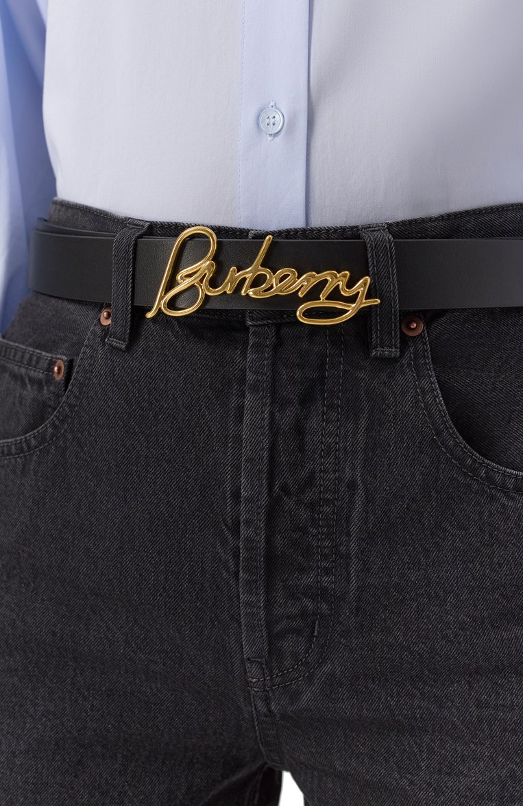 Женский двусторонний ремень BURBERRY черного цвета, арт. 8104929 | Фото 2 (Нос: Не проставлено; Материал: Натуральная кожа; Автоматизация состава: Проставлено)