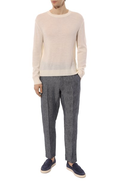 Льняные брюки 120% LINO синего цвета по цене 32850 руб., арт. Y0M29DG/000E425/100, фото 2 Льняные брюки 120% LINO, арт. Y0M29DG/000E425/100, фото 2