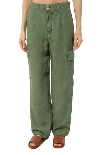 Льняные брюки-карго 120% LINO хаки цвета по цене 33950 руб., арт. 31ALIW290J/000F753/S00, фото 3 Льняные брюки-карго 120% LINO, арт. 31ALIW290J/000F753/S00, фото 3