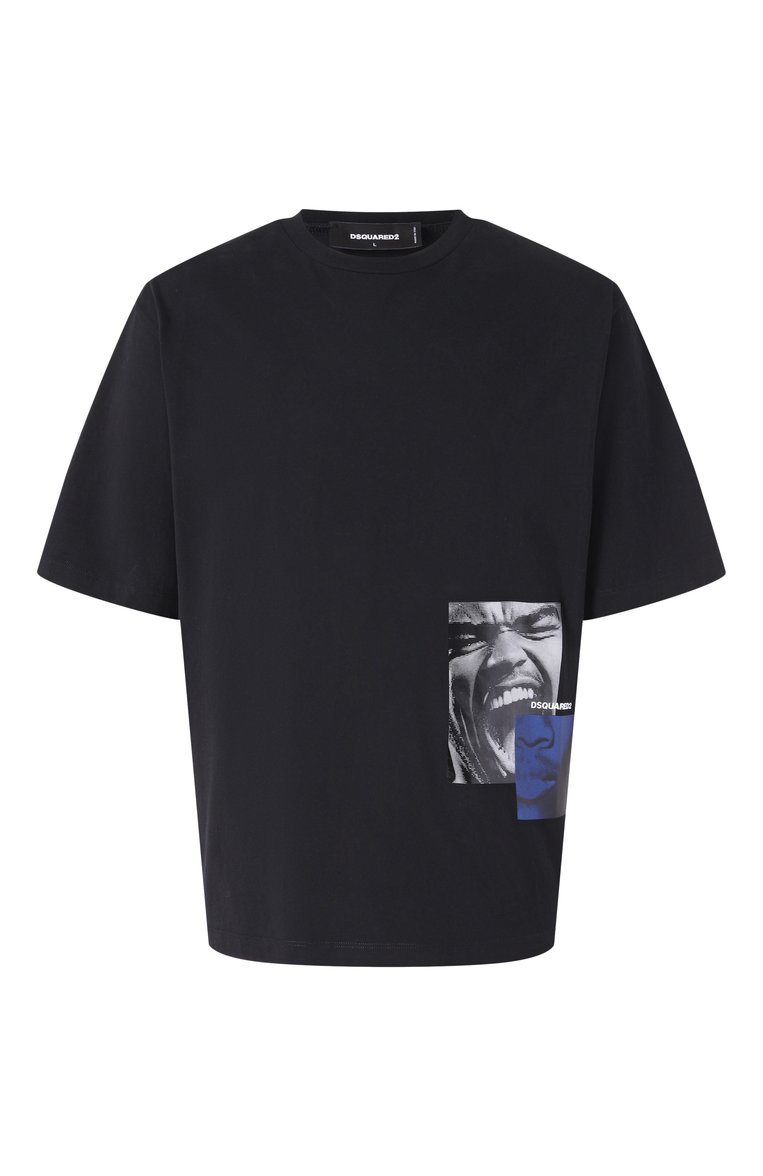Мужская хлопковая футболка DSQUARED2 черного цвета, арт. S71GD1537/D20020 | Фото 1 (Длина (для топов): Стандартные; Материал внешний: Хлопок; Стили: Кэжуэл; Рукава: Короткие; Принт: С принтом; Кросс-КТ: Джерси; Мужское Кросс-КТ: Футболка-одежда)