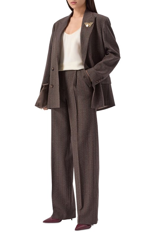 Шерстяные брюки Golden Goose Deluxe Brand GWP02463.P002094 Коричневый  GWP02463.P002094 Фото 2