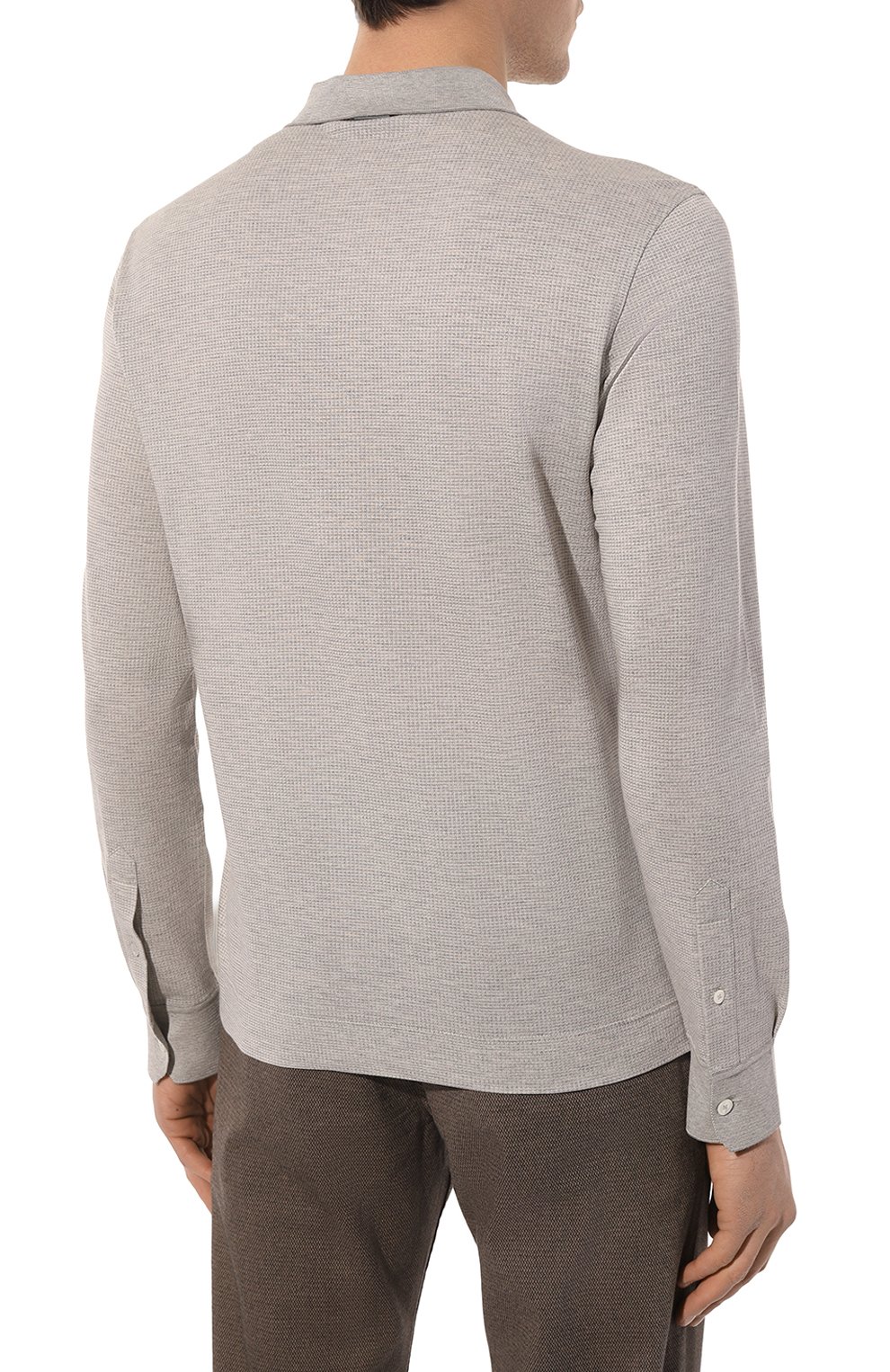 Поло из хлопка и шелка ZEGNA серого цвета по цене 61550 руб., арт. UC381A6/C748, фото 4 Поло из хлопка и шелка ZEGNA, арт. UC381A6/C748, фото 4