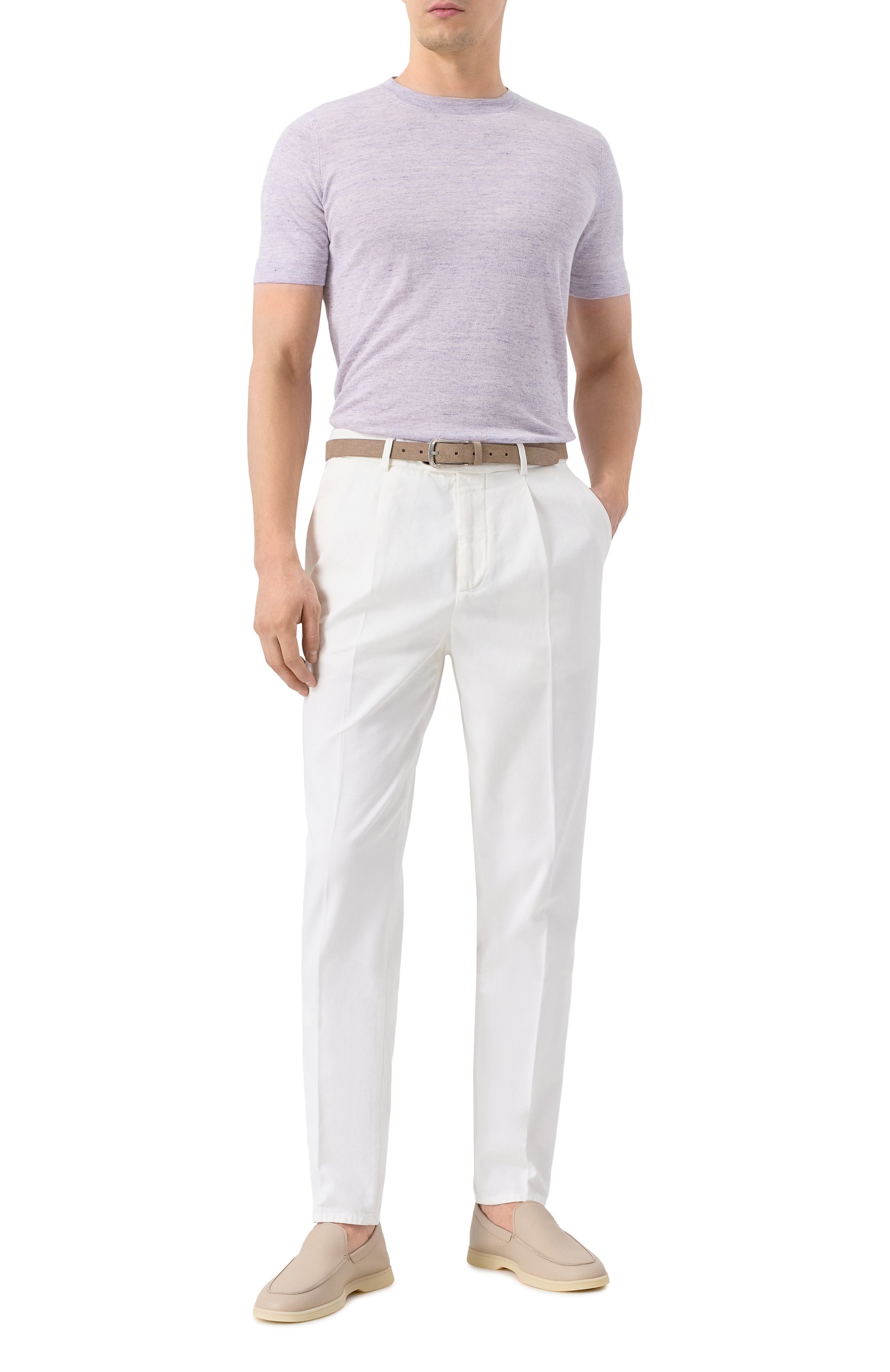 Футболка изо льна и хлопка BRUNELLO CUCINELLI сиреневого цвета по цене 99500 руб., арт. M2L00340, фото 2 Футболка изо льна и хлопка BRUNELLO CUCINELLI, арт. M2L00340, фото 2