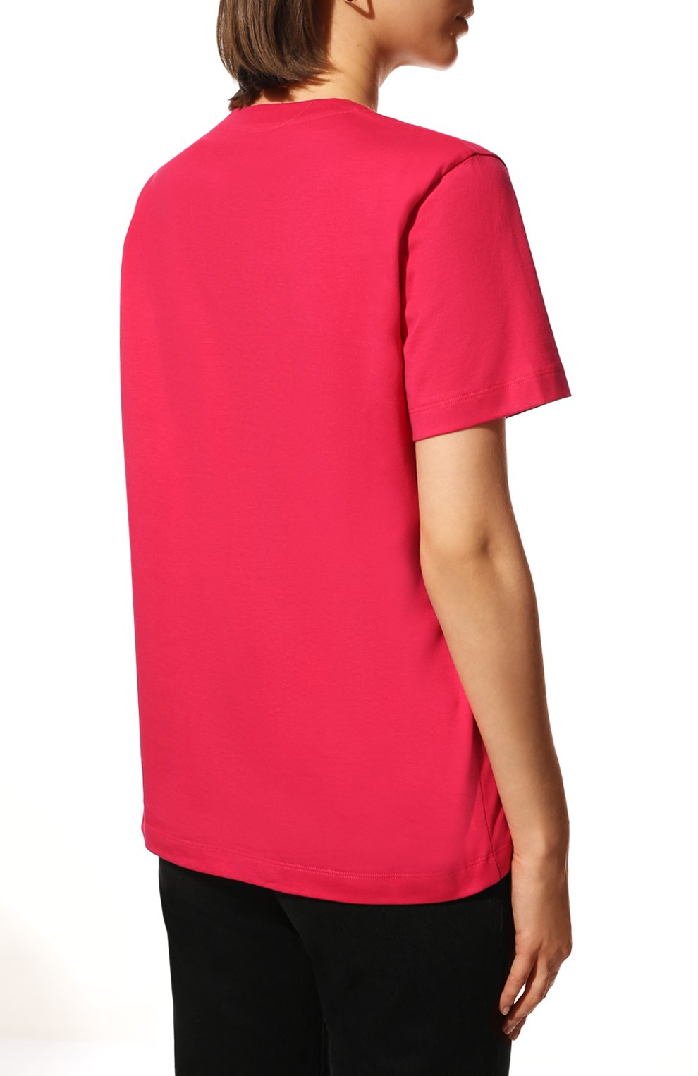 Хлопковая футболка MSGM фуксия цвета по цене 12300 руб., арт. 3341MDM500 227798, фото 4 Хлопковая футболка MSGM, арт. 3341MDM500 227798, фото 4