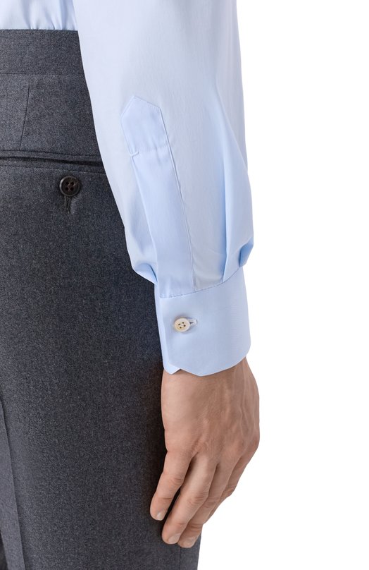 Хлопковая сорочка Kiton UCCH0943204 Голубой  UCCH0943204 Фото 5
