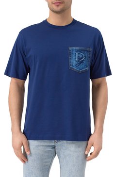 Мужская хлопковая футболка DOLCE & GABBANA синего цвета, арт. G8PN9Z/G704J | Фото 3 (Длина (для топов): Стандартные; Рукава: Короткие; Принт: Без принта; Стили: Кэжуэл; Материал внешний: Хлопок; Кросс-КТ: Джерси; Мужское Кросс-КТ: Футболка-одежда)
