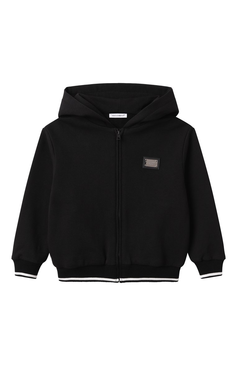 Детский хлопковая толстовка DOLCE & GABBANA черного цвета, арт. L4JWKG/G70K1/8-14 | Фото 1 (Рукава: Длинные; Ма�льчики Кросс-КТ: Толстовка-одежда; Материал внешний: Хлопок; Ростовка одежда: 10 - 11 лет | 140 - 146см, 8 лет | 128 см, 13 - 15 лет | 158 см)