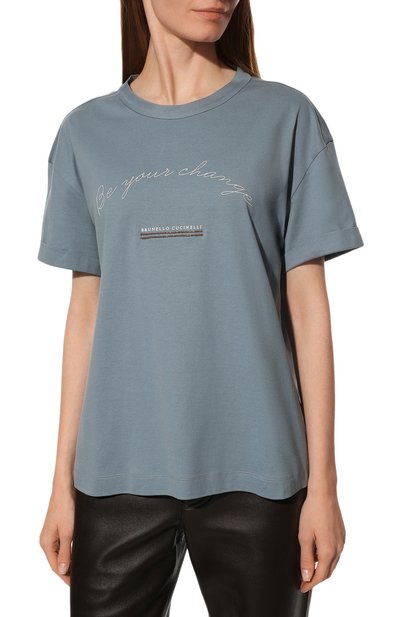 Хлопковая футболка BRUNELLO CUCINELLI, арт. M0A45BE800, фото 3