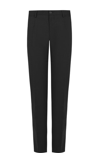 Шерстяные брюки прямого кроя DOLCE & GABBANA темно-серого цвета по цене 51650 руб., арт. GY5WMT/FUBEC, фото 1 Шерстяные брюки прямого кроя DOLCE & GABBANA, арт. GY5WMT/FUBEC, фото 1