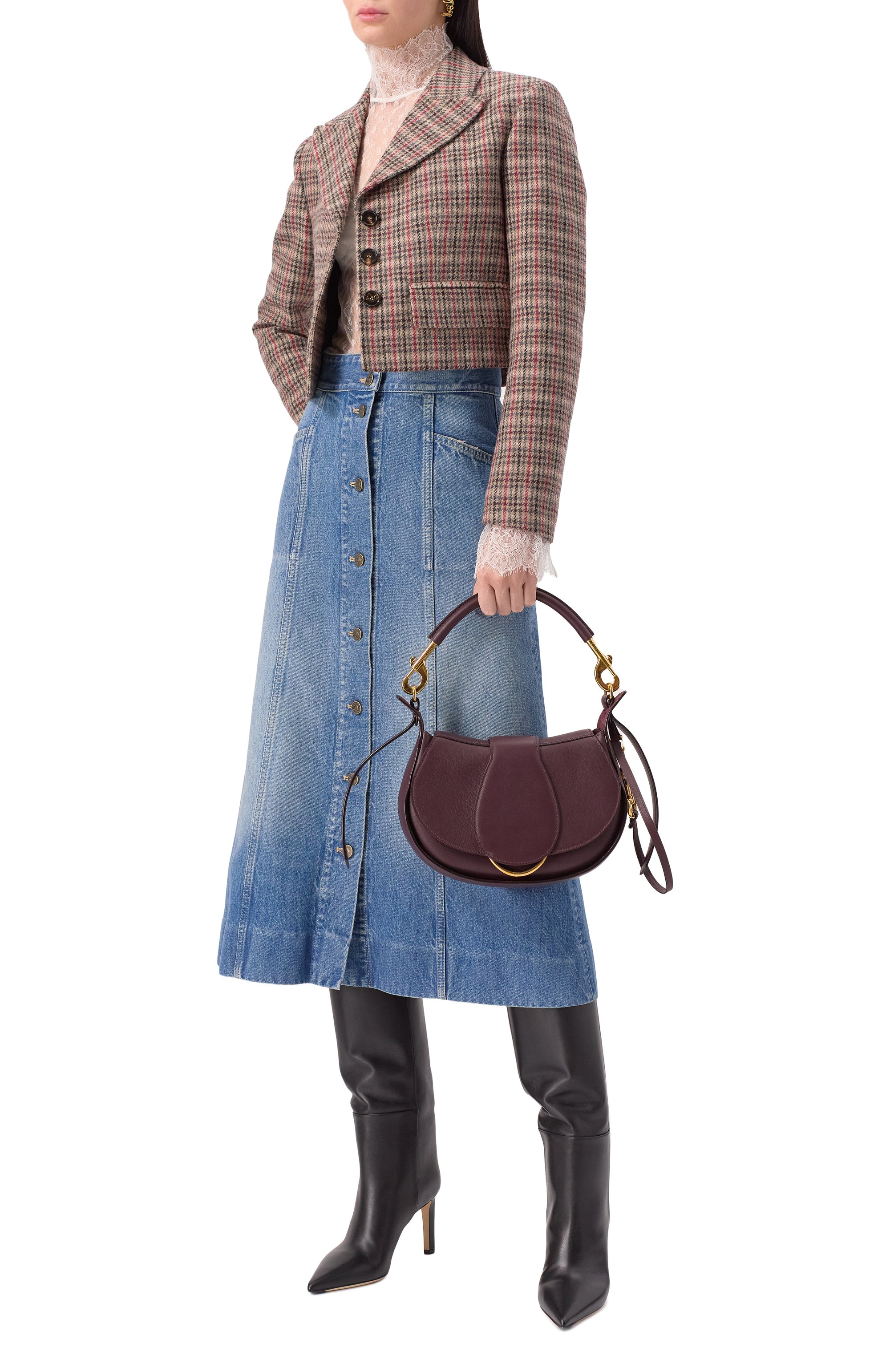 Сумка ride CHLOÉ темно-бордового цвета по цене 331000 руб., арт. CHC25SS581032, фото 7 Сумка ride CHLOÉ, арт. CHC25SS581032, фото 7