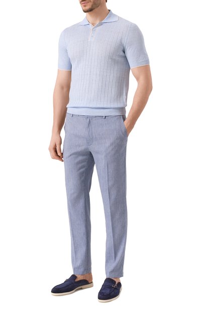 Брюки изо льна и вискозы BOSS синего цвета по цене 22450 руб., арт. 50540480, фото 2 Брюки изо льна и вискозы BOSS, арт. 50540480, фото 2