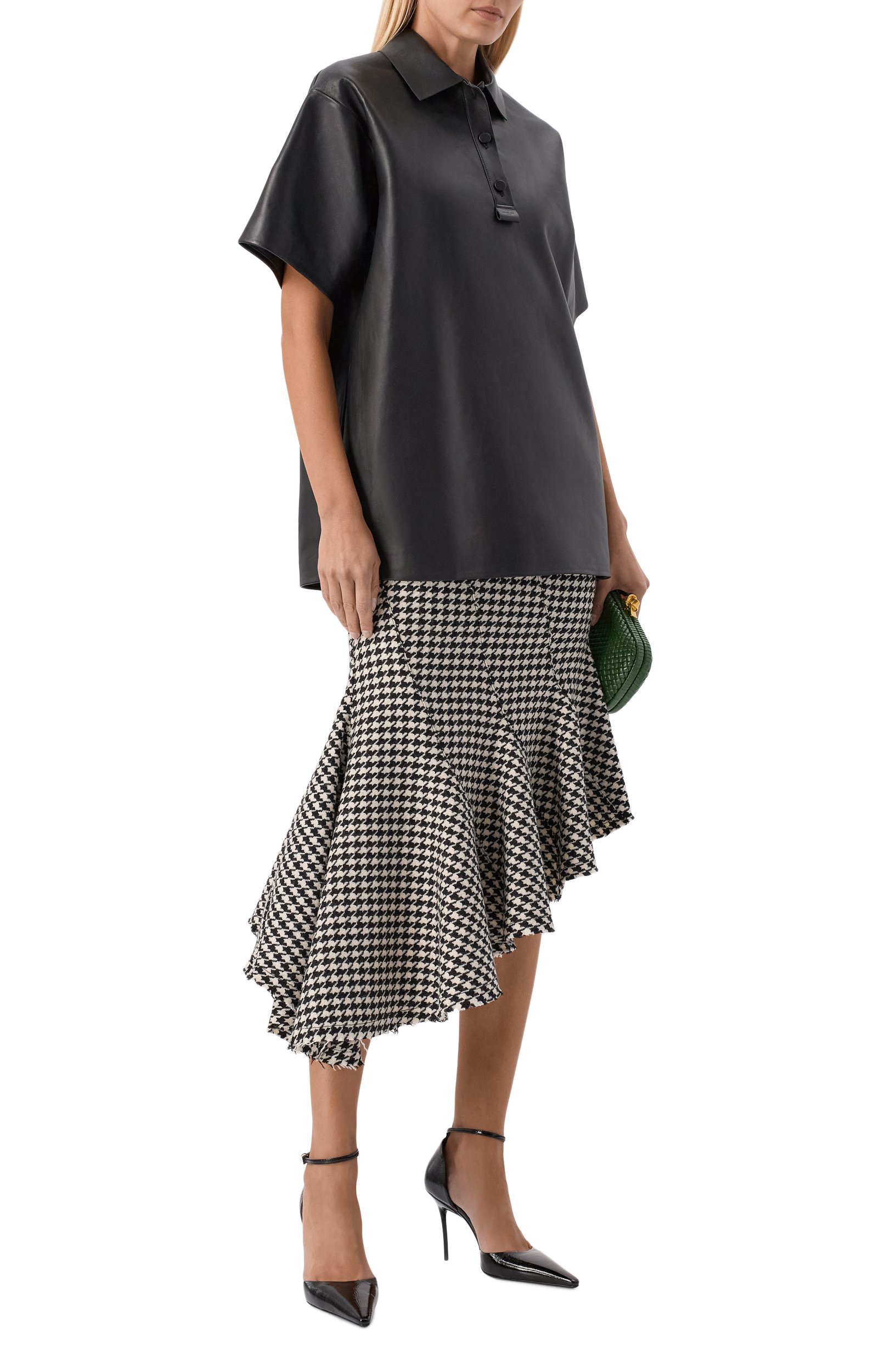 Кожаное поло MUGLER черного цвета по цене 257500 руб., арт. 26F9TS01269046, фото 2 Кожаное поло MUGLER, арт. 26F9TS01269046, фото 2