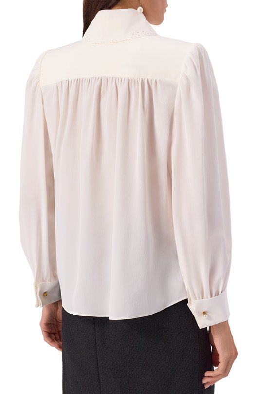 Шелковая блузка Chloé CH25WHT75005 Кремовый  CH25WHT75005 Фото 4