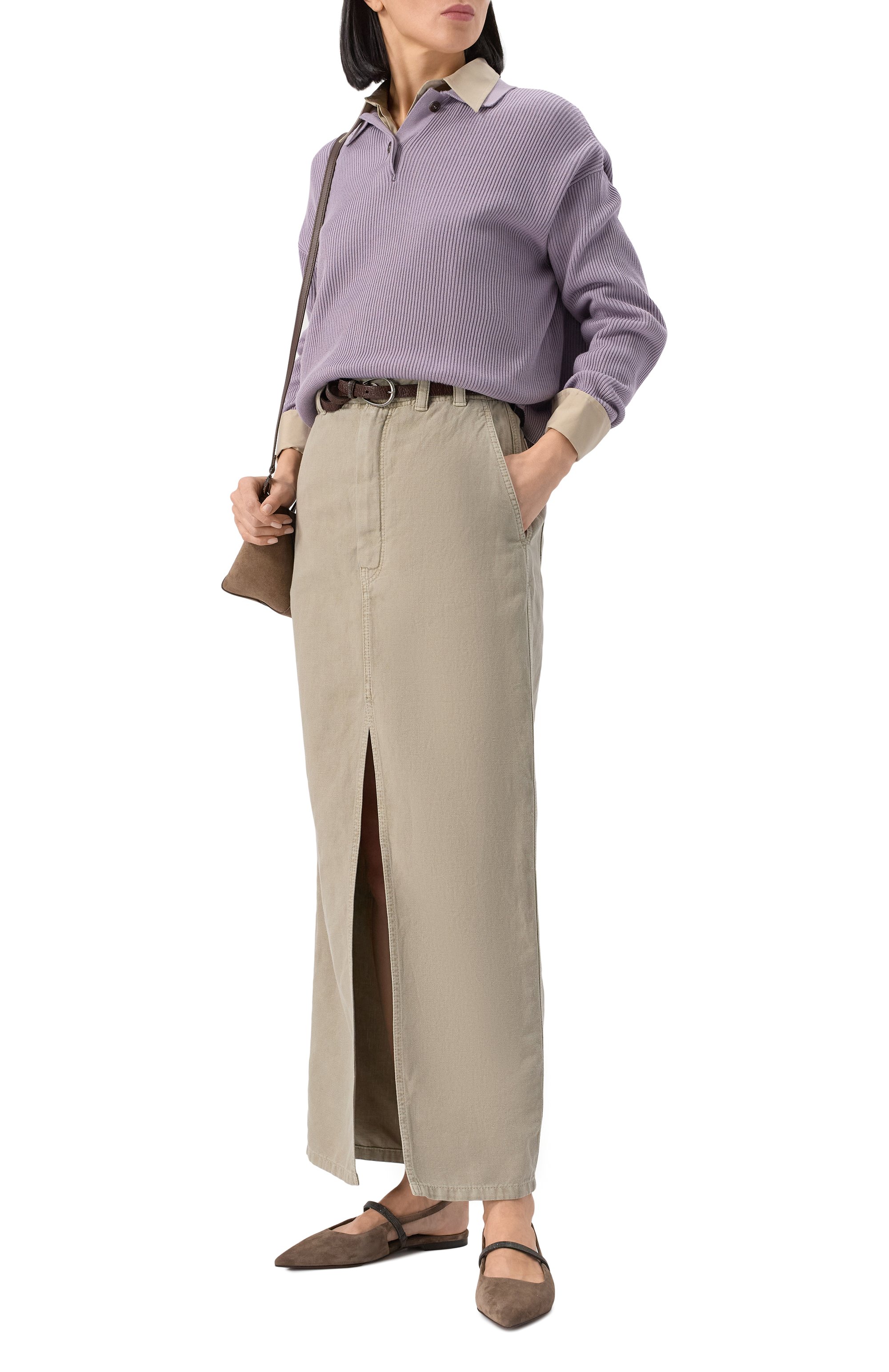 Юбка из хлопка и льна BRUNELLO CUCINELLI, арт. ML996G3822, фото 2