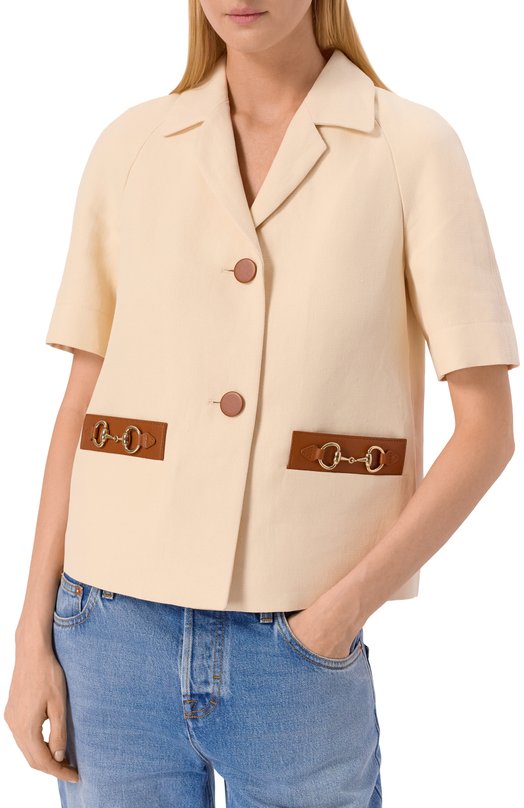 Льняной жакет Gucci 823783/Z8B1V Кремовый  823783/Z8B1V Фото 3